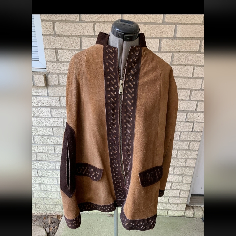 Suede Vintage 70's Hand Tooled Cape